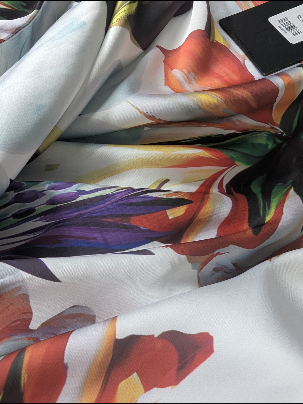 Fashion Nova Luxe White Floral Maxi Dress Athens Satin Kaftan 1X - Picture 5 of 8